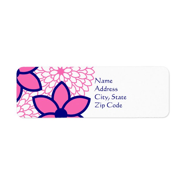 Personalised Hot Pink and Navy Blue Modern Floral (Front)