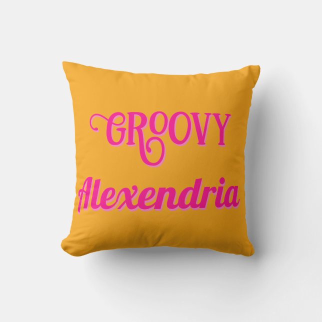 Personalised Hot Pink and Orange Cushion (Front)