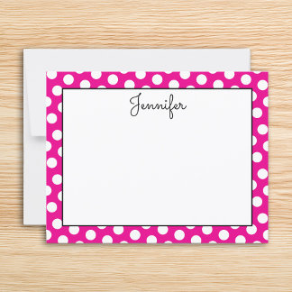 Personalised Hot Pink and White Polka Dot Card
