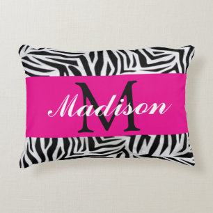 Personalised Hot Pink and Zebra Decorative Cushion