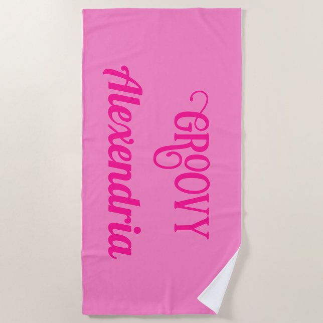 Personalised Hot Pink Beach Towel (Front)