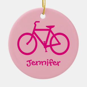 Personalised Hot Pink Bicycle Ceramic Tree Decoration
