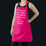 Personalised hot pink custom name phrase quote apron<br><div class="desc">Personalised modern elegant hot pink fuchsia and white custom name text phrase quote Apron.

Great for cooks,  chefs,  pottery,  ceramics,  crafts,  work,  kitchen,  baking,  bbq,  grill,  and also businesses and stores,  etc</div>