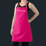 Personalised hot pink custom name text minimalist  apron<br><div class="desc">Personalised hot pink custom name text monogram solid plain colour minimalist modern elegant hot pink fuchsia and white kitchen Apron.
Customise,  personalise with name,  quote,  phrase,  or text.
Great for cooks,  chefs,  pottery,  ceramics,  crafts,  work,  kitchen,  baking,  bbq,  grill,  and also businesses and stores,  etc</div>