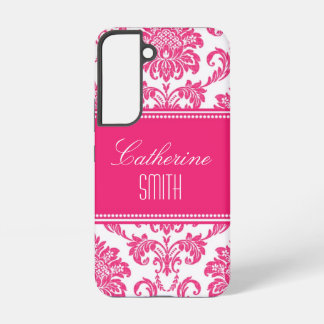 Personalised Hot PInk Damask  Samsung Galaxy Case
