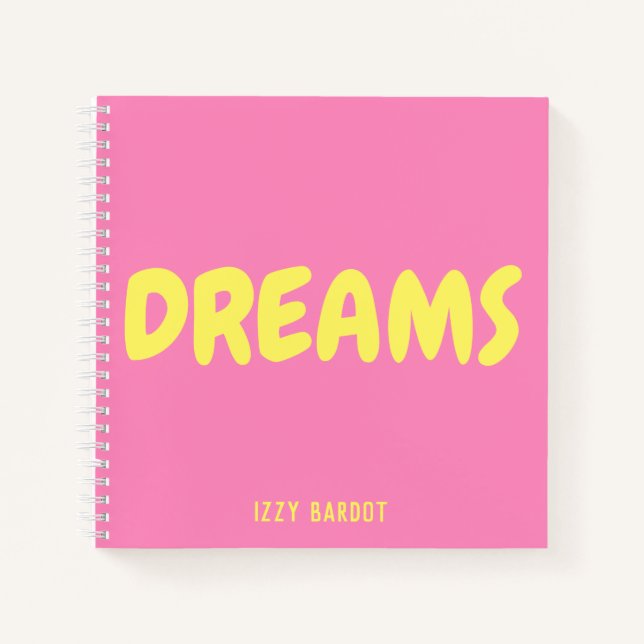 Personalised Hot Pink Dreams Notebook (Front)
