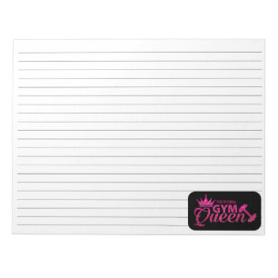 Personalised hot pink faux glitter gym queen lined notepad