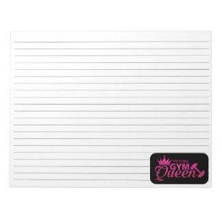 Personalised hot pink faux glitter gym queen lined notepad
