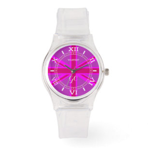 Personalised Hot Pink Fuchsia Union Jack Dial Watch