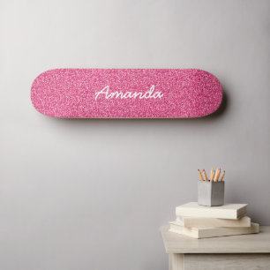 Personalised Hot Pink Glitter skateboard