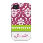 Personalised Hot Pink Green White Damask