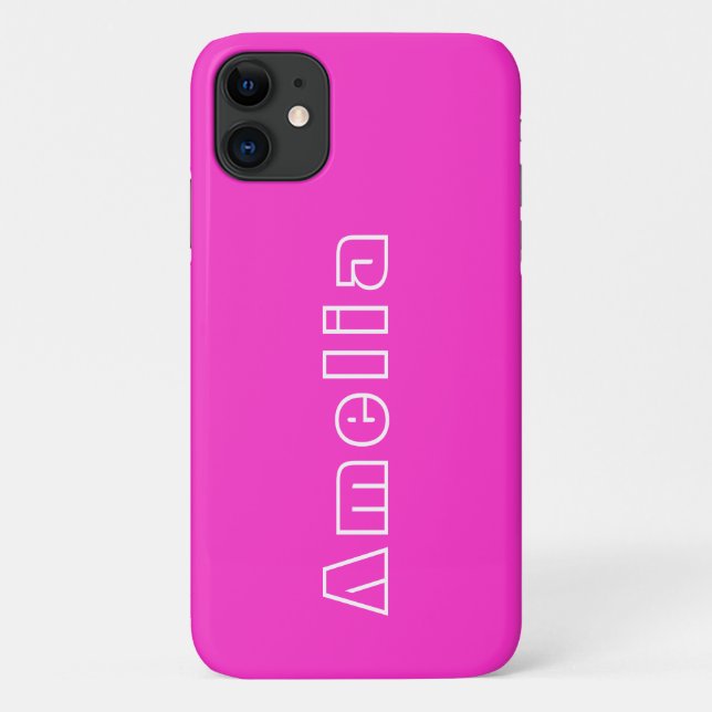 Personalised Hot Pink Modern Simple Case-Mate iPhone Case (Back)