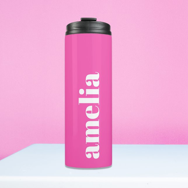 Personalised Hot Pink Monogram Thermal Tumbler (Creator Uploaded)