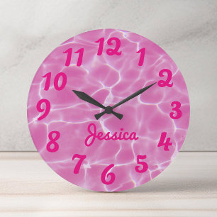 Personalised Hot Pink Numbered Photo Large Clock
