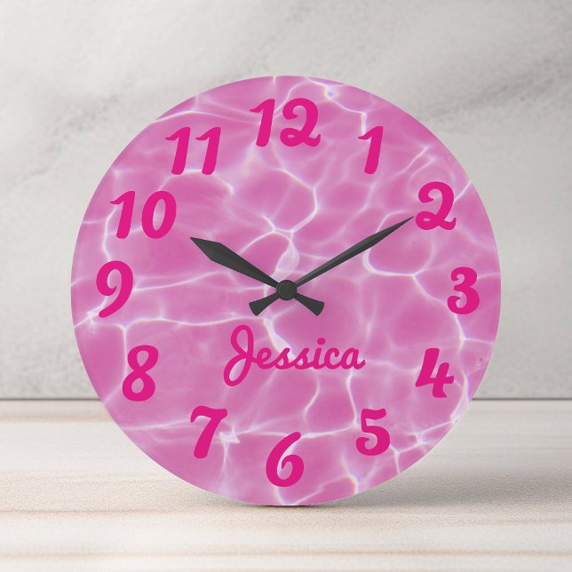 Personalised Hot Pink Numbered Photo Large Clock (Hot Pink Numbered Photo Large Clock)