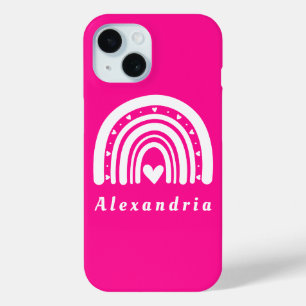 Personalised Hot Pink Rainbow iPhone 15 Case