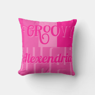 Personalised Hot Pink Retro Pattern Throw Pillow