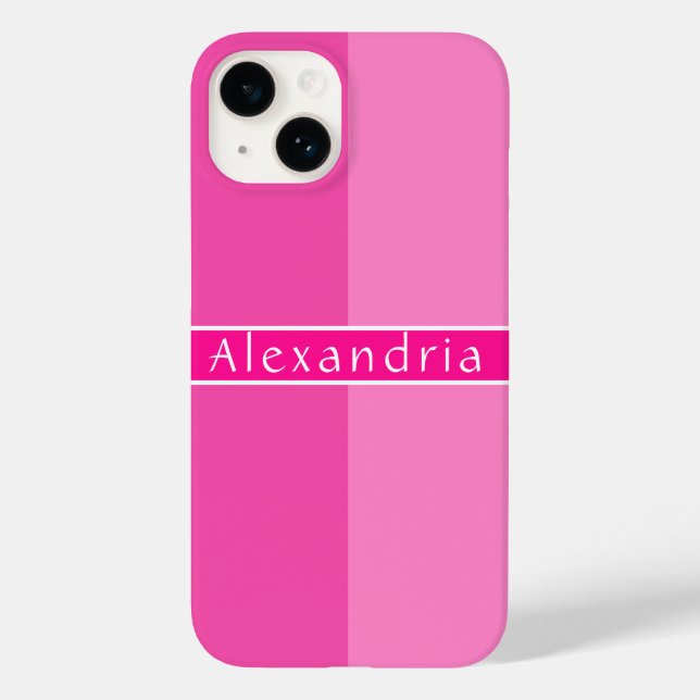 Personalised Hot Pink Stripes Case-Mate iPhone Case (Back)