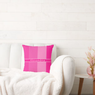 Personalised Hot Pink Stripes Cushion
