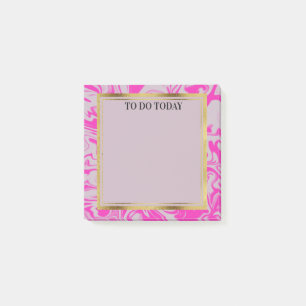 Personalised Hot Pink Watercolor Marble 3x3 Post-it Notes