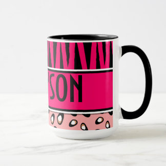Personalised Hot Pink Zebra Leopard Bowling Mug