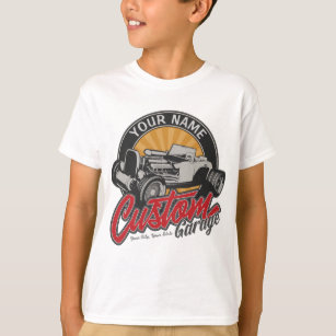 Personalised Hot Rod Garage Retro Custom Roadster T-Shirt