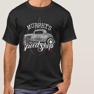Personalised Hot Rod Speed Shop Pinstripes Garage T-Shirt