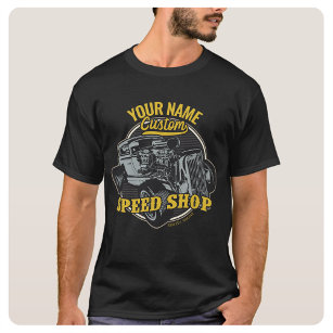 Personalised Hot Rod Speed Shop Racing Garage T-Shirt