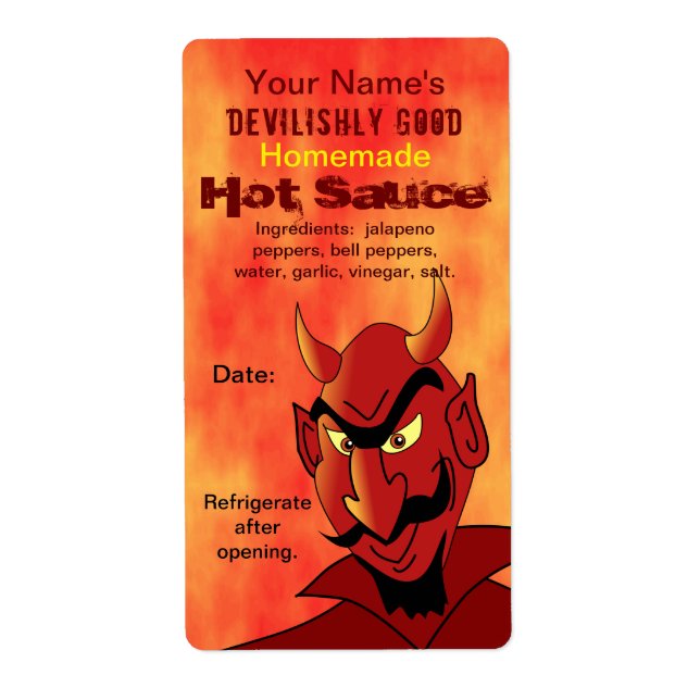 Personalised Hot Sauce Labels Template Devil Smile (Front)