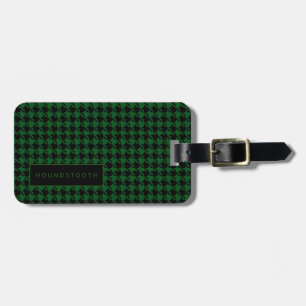 Personalised Houndstooth Green Black Him Luggage Tag