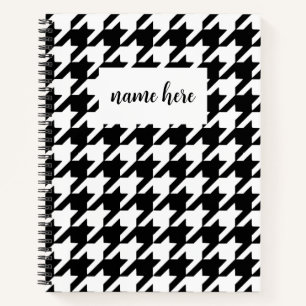 Personalised Houndstooth Wide Ruled Notebook