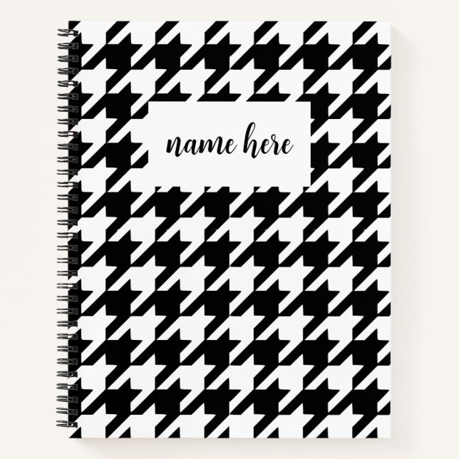 Personalised Houndstooth Wide Ruled Notebook (Front)