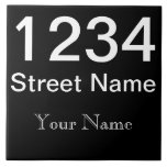 Personalised House Number Tile<br><div class="desc">Make your own house number.  Add your street,  and name or business name.</div>