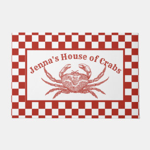 Personalised House of Crabs Vintage Woodcut Doormat