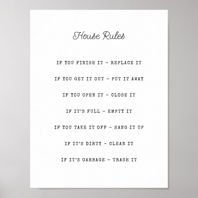 Personalised House Rules  Poster (Front)