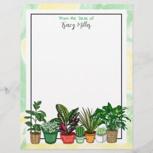 Personalised Houseplants Green and Yellow Custom Letterhead