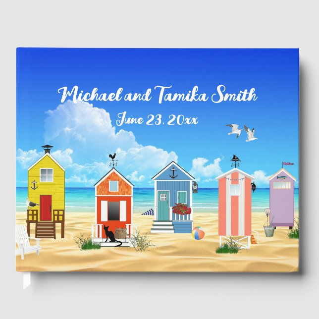 Personalised Houses on the Beach Wedding Guest Boo Guest Book (Front)