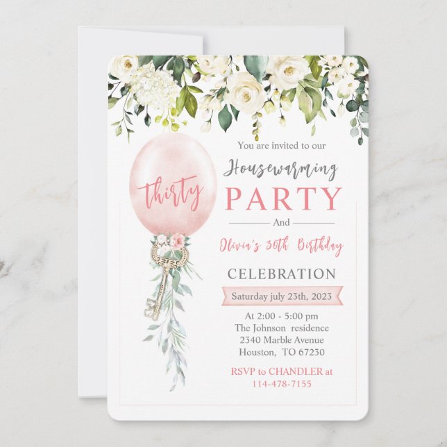 Personalised Housewarming and Birthday Invitation (Front)