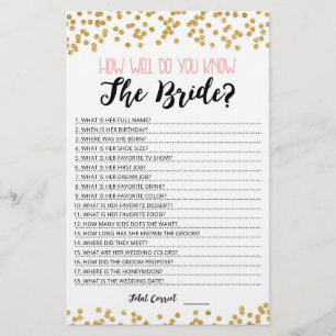 Personalised How well do you know the Bride game