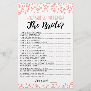 Personalised How well do you know the Bride game
