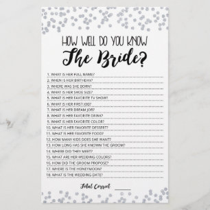 Personalised How well do you know the Bride game