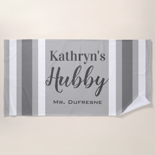 Personalised "Hubby" Newlyweds Beach Towel (Front)