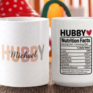 Personalised Hubby Nutrition Facts Name & traits Coffee Mug