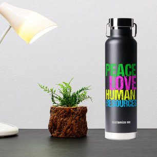 Personalised Human Resources Peace Love HR Water Bottle
