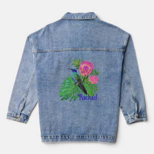Personalised Hummingbird and Flowers Denim Jacket