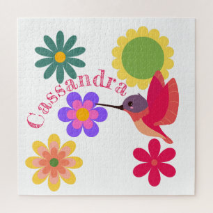 Personalised Hummingbird and Flowers Jigsaw Puzzle