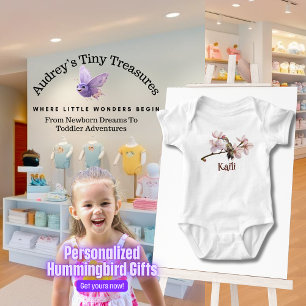 Personalised Hummingbird Baby Bodysuit