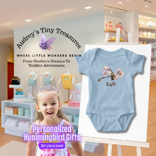 Personalised Hummingbird Baby Bodysuit