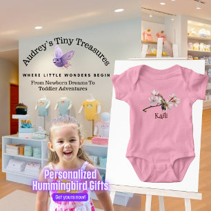 Personalised Hummingbird Baby Bodysuit