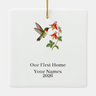 Personalised Hummingbird First Home Ceramic Ornament
